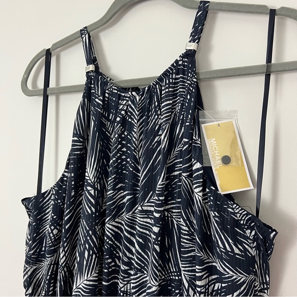 NWT Michael Kors Palm Print Halter Neck Dress - Picture 10 of 13